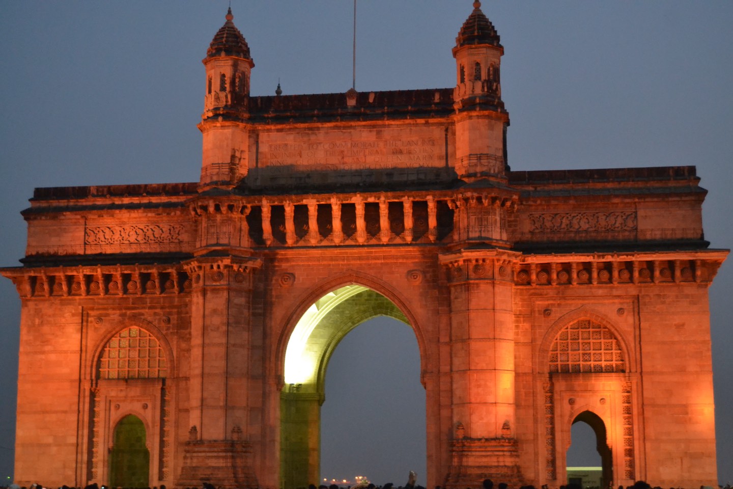 The Gateway of India, Mumbai, lit up at dusk