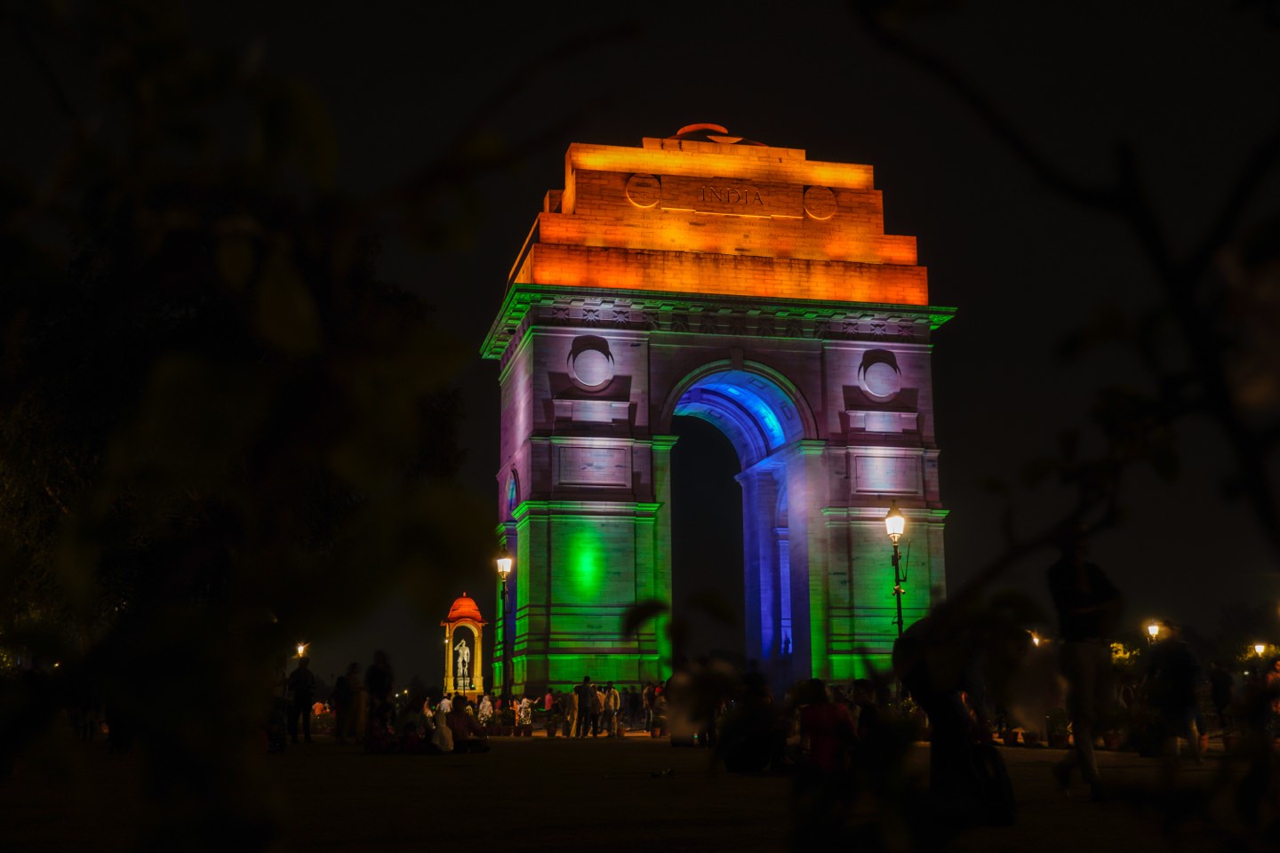 India Gate, New Delhi, illuminated in the tricolour